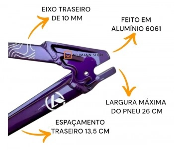 Quadro Bike Aro 26 Brutus Pro Roxo Freeride Grau Manobra